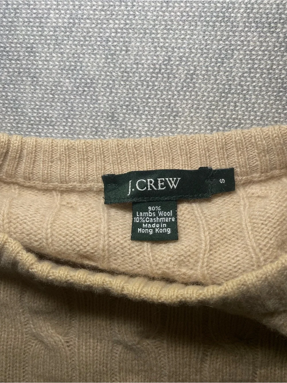 J.Crew Cable Knit Crewneck Sweater Wool Cashmire Blend Size S
